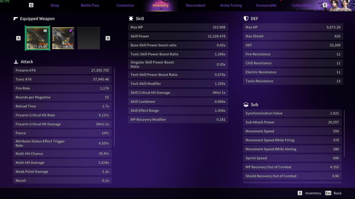 Freyna Contagion Build Stats TFD