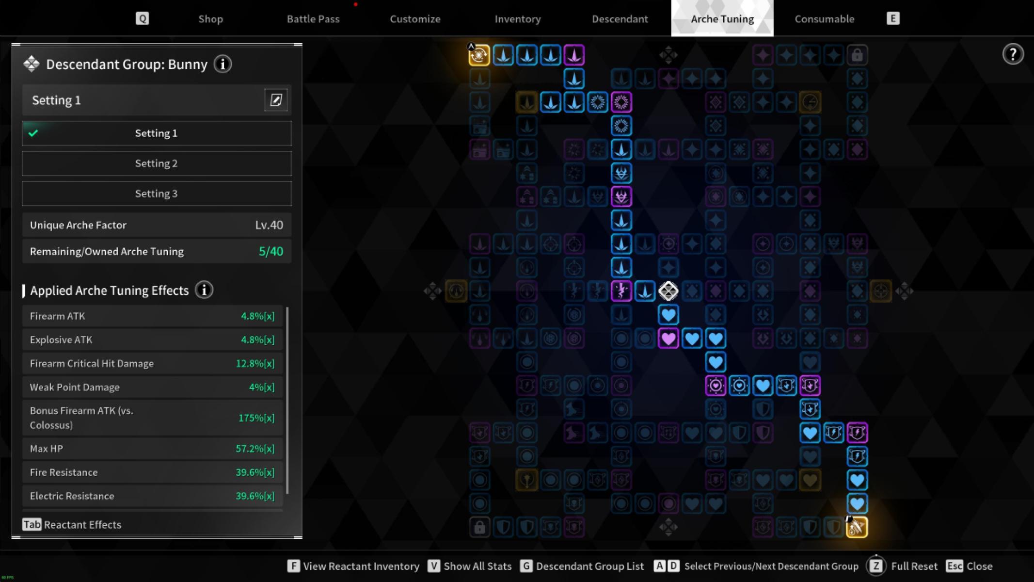 The First Descendant Arche Tuning Board Database